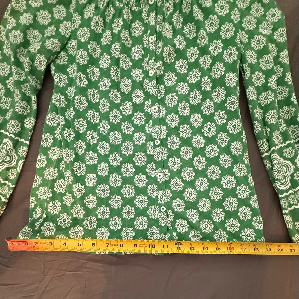Boden Green Fay Smocked Jersey Shirt  green - Picture 9 of 13